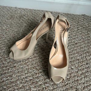 Guess Peep-toe Nude Heels size 8